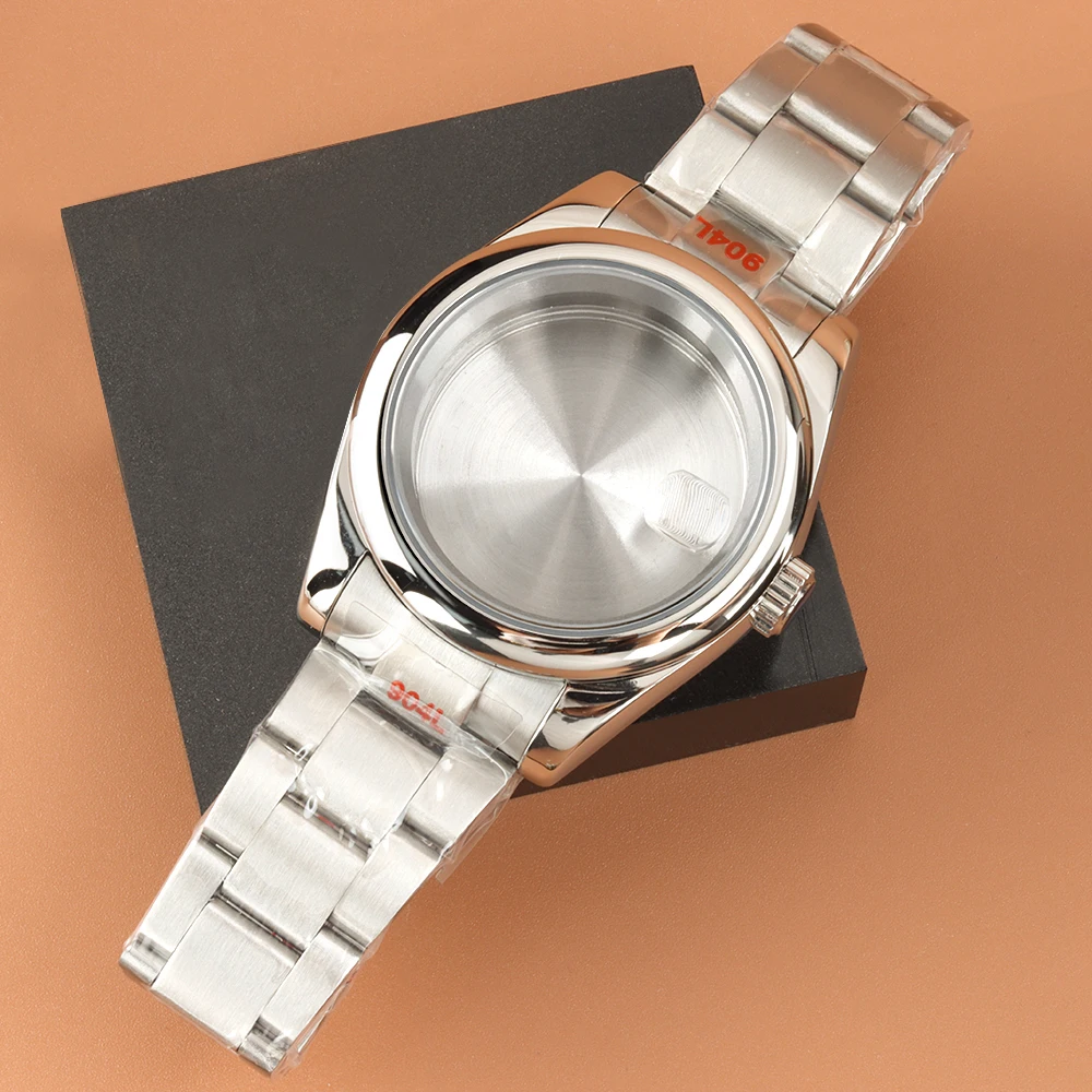 

36mm/39mm Sapphire Glass For Men Watch Case Fit NH35 NH36 Movement 28.5mm Dial Waterproof Brushed Oyster Strap Stainless Steel