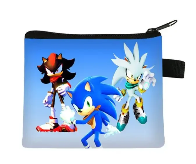 Muñeco de acción sónico, juguetes, tarjetero de erizo auténtico, bolsillo con cremallera, caja de tarjetas, bolsillo con cremallera para monedas, juguete para regalo de cumpleaños para niños