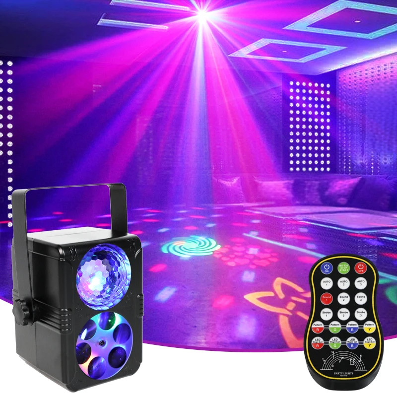 Party Lights Sound Activated Stage Laser Lights Remote Control USB Disco DJ Strobe Light Rotating with Patterns Wedding Birthday