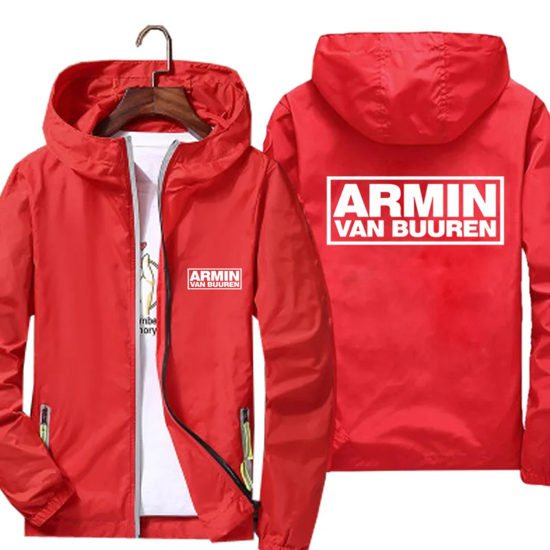 ARMIN VAN BUUREN Men's Windbreaker Pilot Thin Reflective Jacket Coat Bomber Flight Jackets Hooded Zipper sun protection clothing