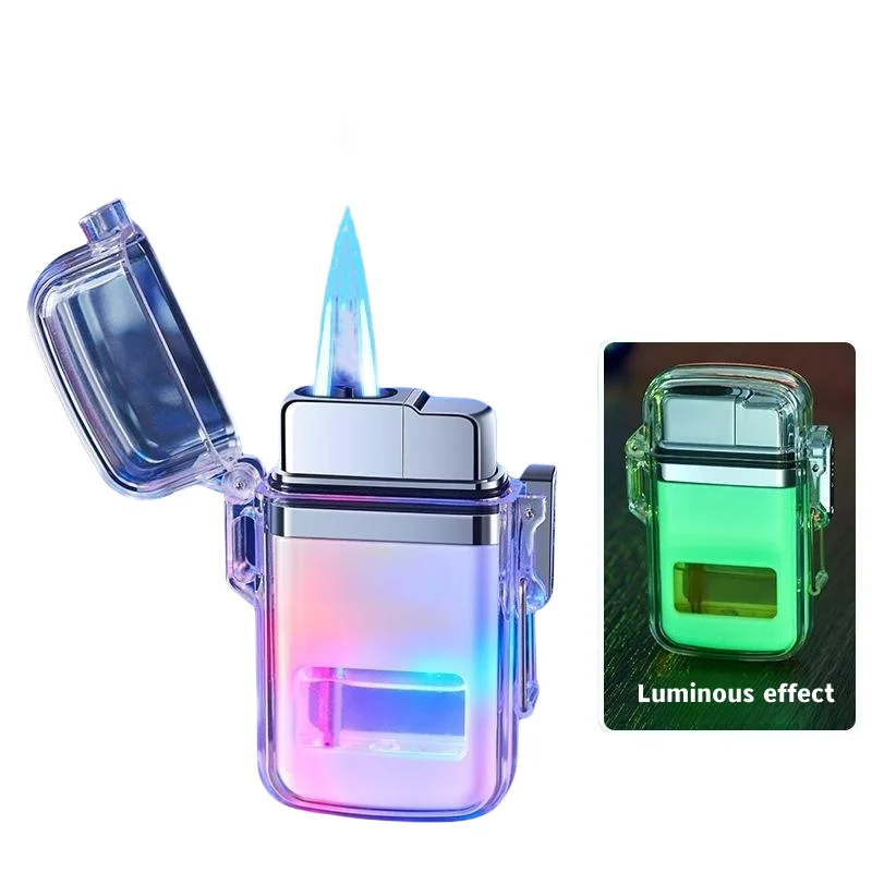 

New Transparent Waterproof Butane Gas Lighter Outdoor Turbo Torch Cigar Lighter Visible Air Warehouse Personalized Men's Gift