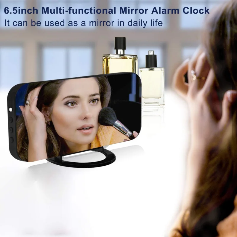 Digital Clock Large Display, LED Alarm Electric Clocks Mirror Surface for Makeup with Diming Mode, 3 Levels Brightness, Dual USB