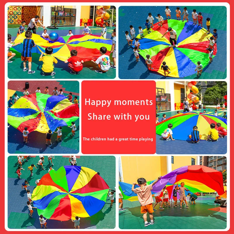 2-6 meter Rainbow Umbrella Outdoor Parent Child Activity Children\'s Game Perception Training Equipment Parachute Activity Toys