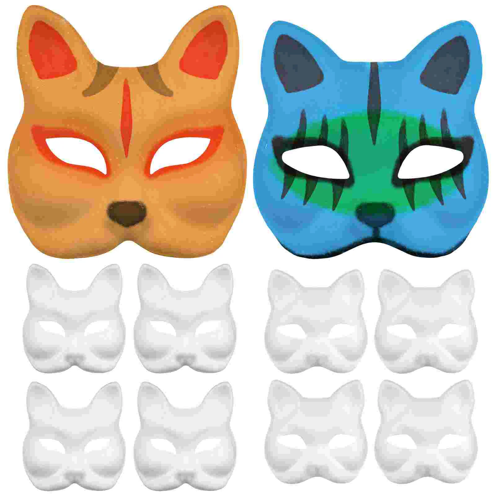 10 Uds. Máscara en blanco disfraces de Halloween máscaras de papel DIY mascarada para Cosplay ropa de fiesta gato adultos niños