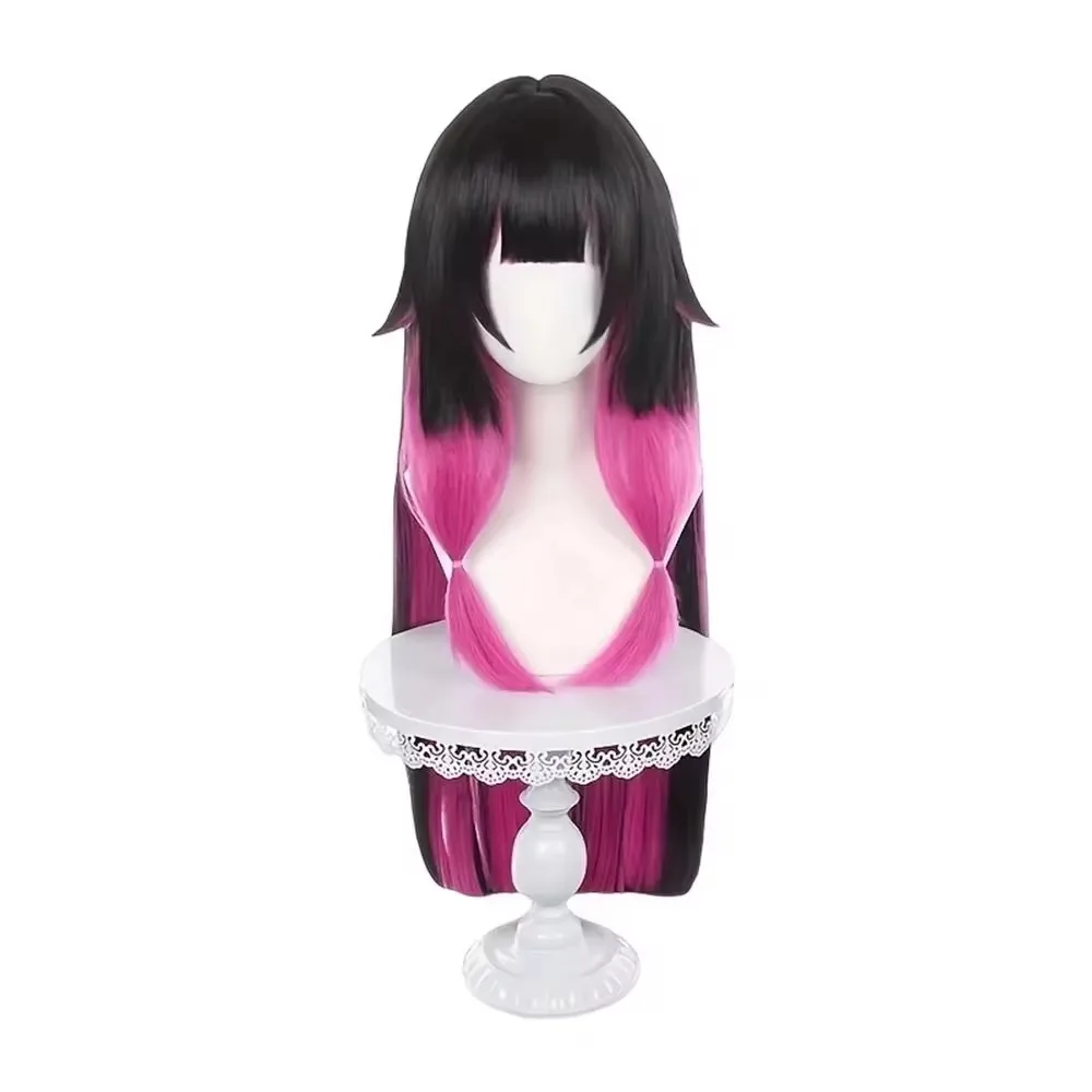

Anime Cosplay Columbina Wig Long Straight Black Rose Red Synthetic Hair Peluca For Frieren Festival Role Play Props