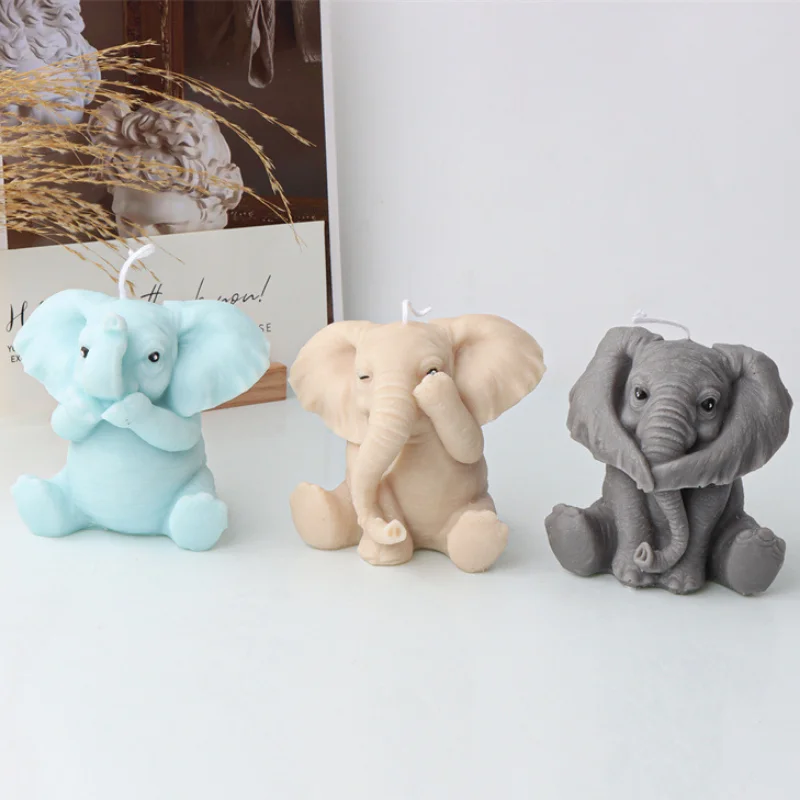 3D Elephant Animal Candle Silicone Mold DIY Cute Elephant Gypsum Resin Soap Mould Fondant Chocolate Molds Craft Gifts Home Decor