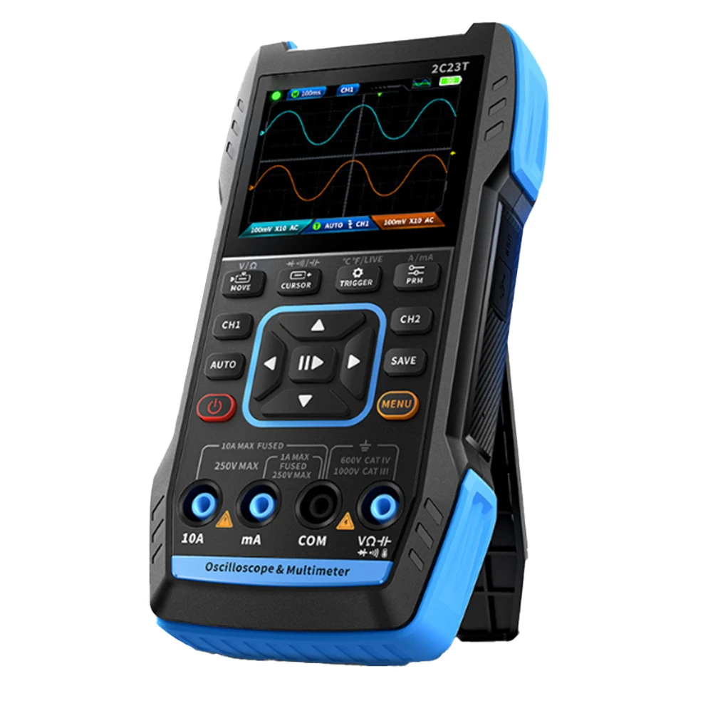 Compact Digital Oscilloscope Multimeter Signal Generator 2X10MHz Bandwidth Full view Color Display Complete Trigger Mode