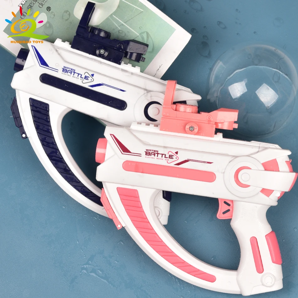 HUIQIBAO-مسدس تخزين مياه أوتوماتيكي كهربائي للأطفال ، محمول ، صيفي ، شاطئ ، قتال خارجي ، ألعاب خيالية للأولاد ، لعبة أطفال