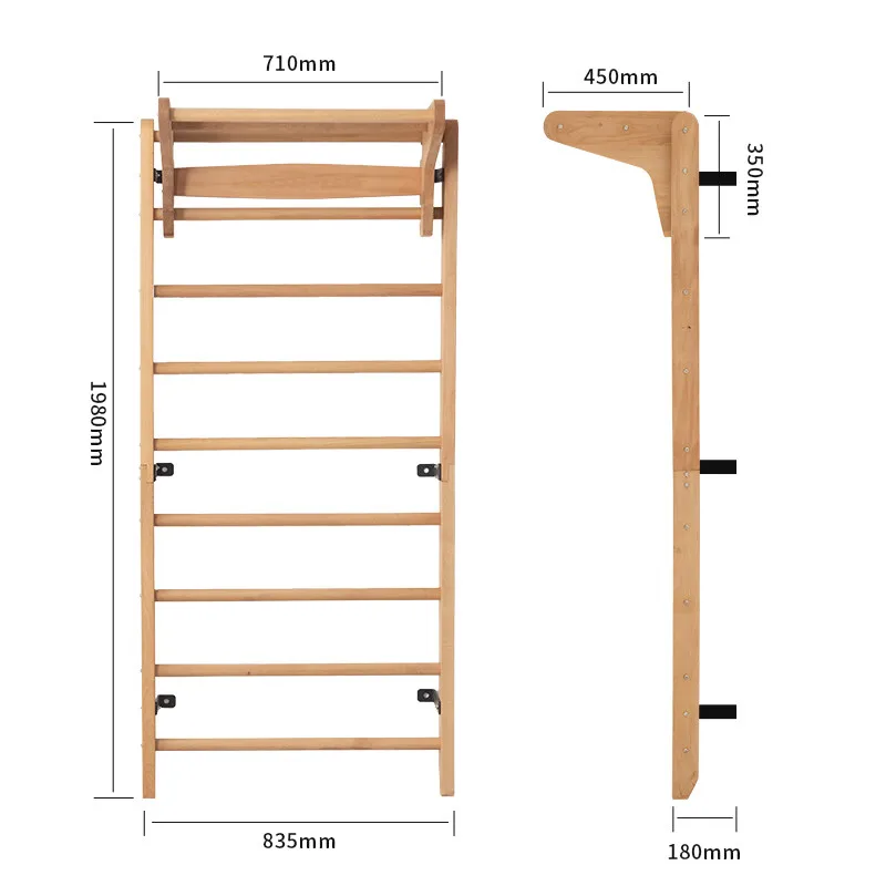 Marco de madera acanalado para el hogar, escalera sueca de madera, barras de pared, entrenamiento, rehabilitación, marco de escalada para niños, prensa de piernas para sala de baile