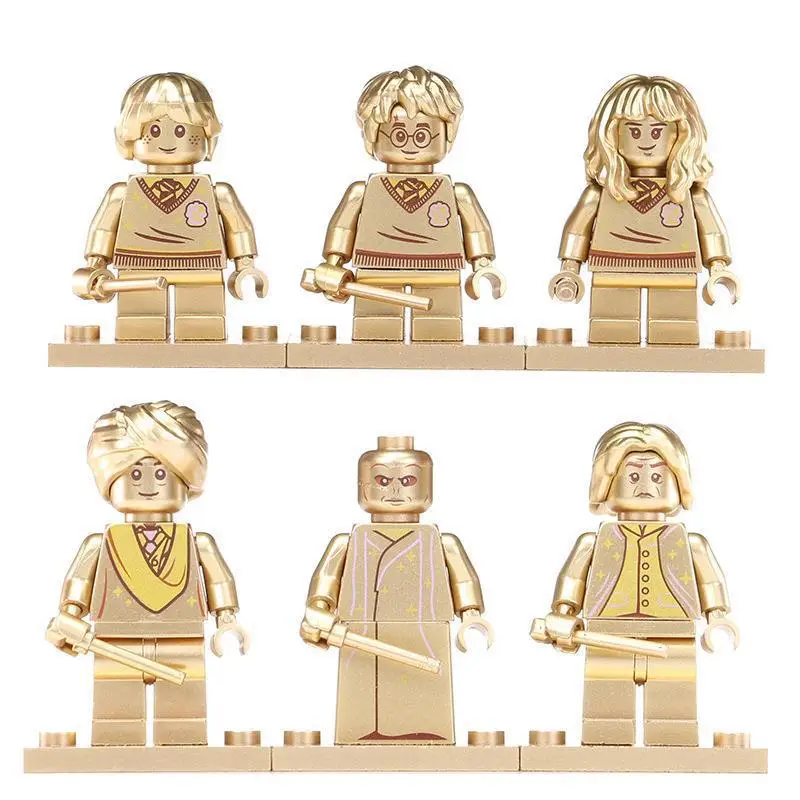 Figurina dorata assemblaggio digitale giocattolo cingolato giocattoli educativi per bambini blocchi di costruzione bambole umidificate personaggi dei cartoni animati.