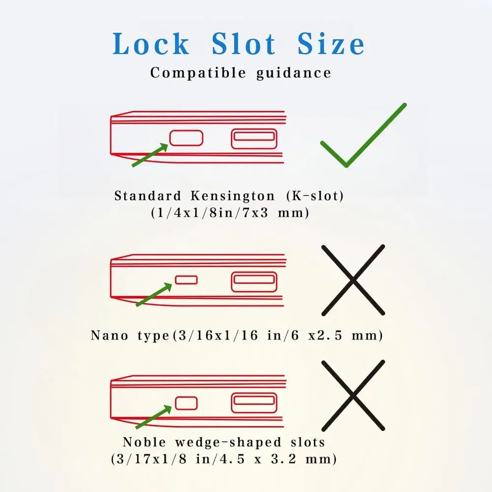 Heavy Duty Steel Lock Laptop Cable Lock T-slot Universal Fit Cable Security Lock Durable Laptop Theft Lock Office