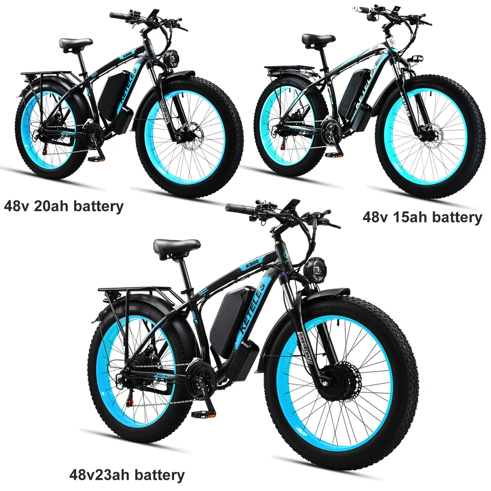 KETELES 26'' Adult Electric Bicycle 4000W Dual Motor 21-Speed E-Scooter 48V 23AH Removable Lithium Battery Brushless Motor 32mph up to 70 Miles Full Aluminum Frame Ebike image 5