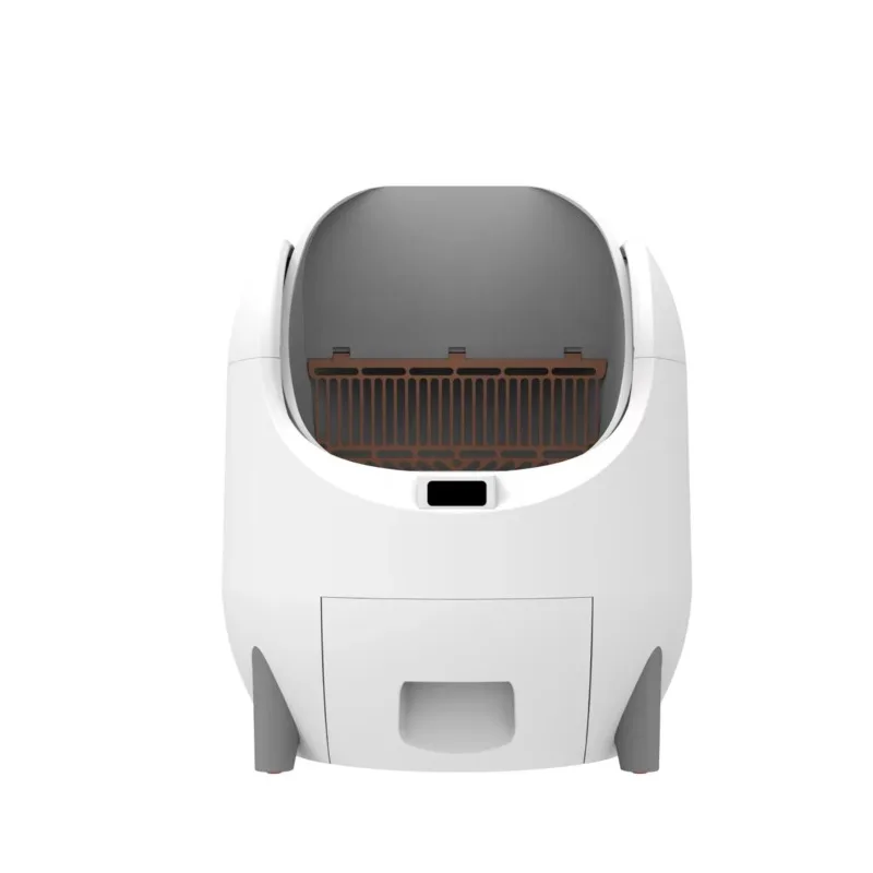White Large Cat Litter Box Furniture Enclosed Hidden Design Open Top Automatic Self-Clean Feature Easy Clean Plastic Material
