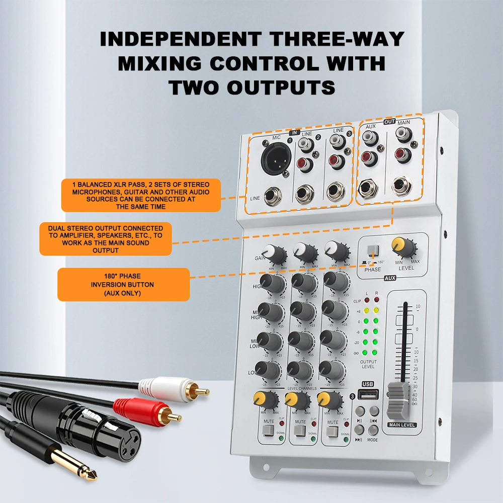 Car Audio Mixer 4 Band EQ Professional Automotive Sound Mixing Console 12V Audio Processor USB Audio Play view 5