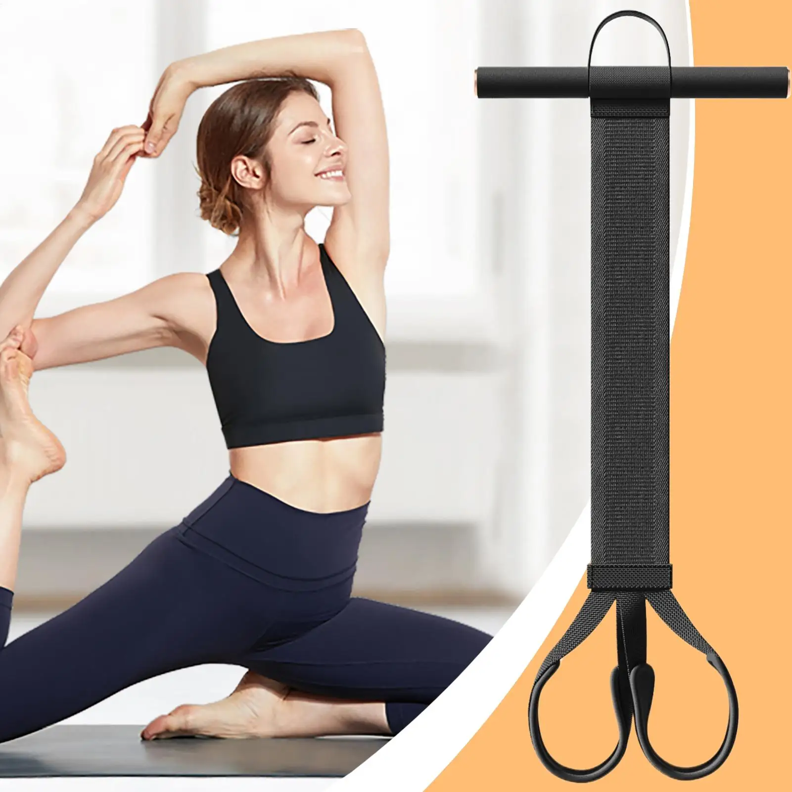 حزام مقاومة بدواسة القدم للنساء معدات تدريب الجلوس 120 رطل مدرب مطاطي مع مقابض لتمرين البطن #1