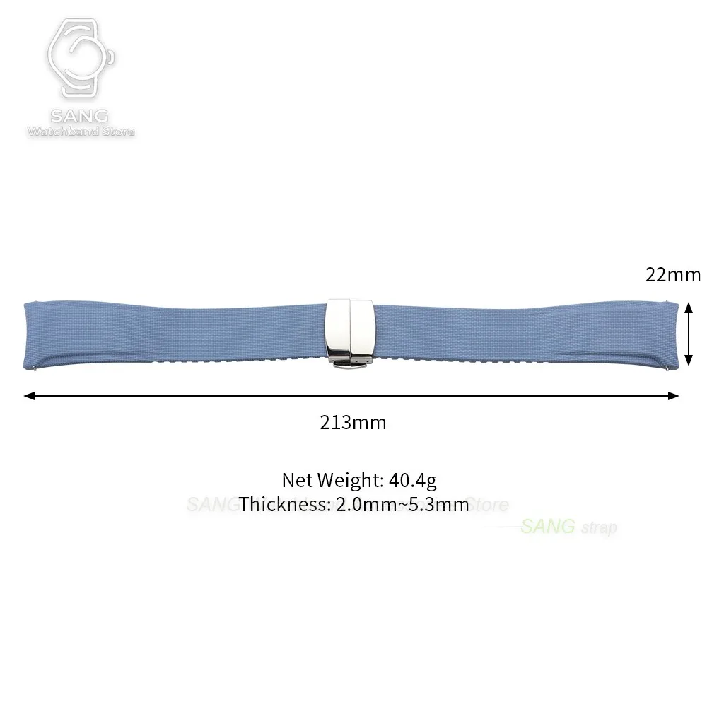 20mm 21mm 22mm Schnellverschluss Uhrenarmband mit gebogenem Ende, neues weiches FKM Fluorkautschuk Uhrenarmband, Herren Armband, universelles Sportarmband – Detail 3