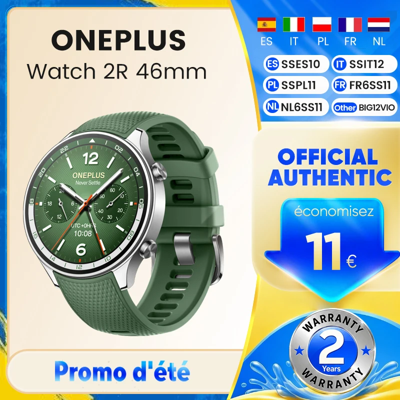 OnePlus Watch 2R Smartwatch 1.43'' AMOLED Screen Snapdragon W5 Gen 1+​BES2700 100H Battery Life WiFi Wear OS by Google GPS 2024