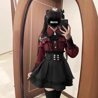 Jirai kei Shirt JK Skirt Japanese Style Lolita Y2K Sweet School Uniform Blouse Top Dress Darkness Outfit Women Girls Theme Party - Image 3