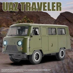 New 1:18 Russian UAZ TRAVELER 452 VAN Alloy Diecasts & Toy Vehicles Metal Toy Car Model Sound and light Collection Kids Toy