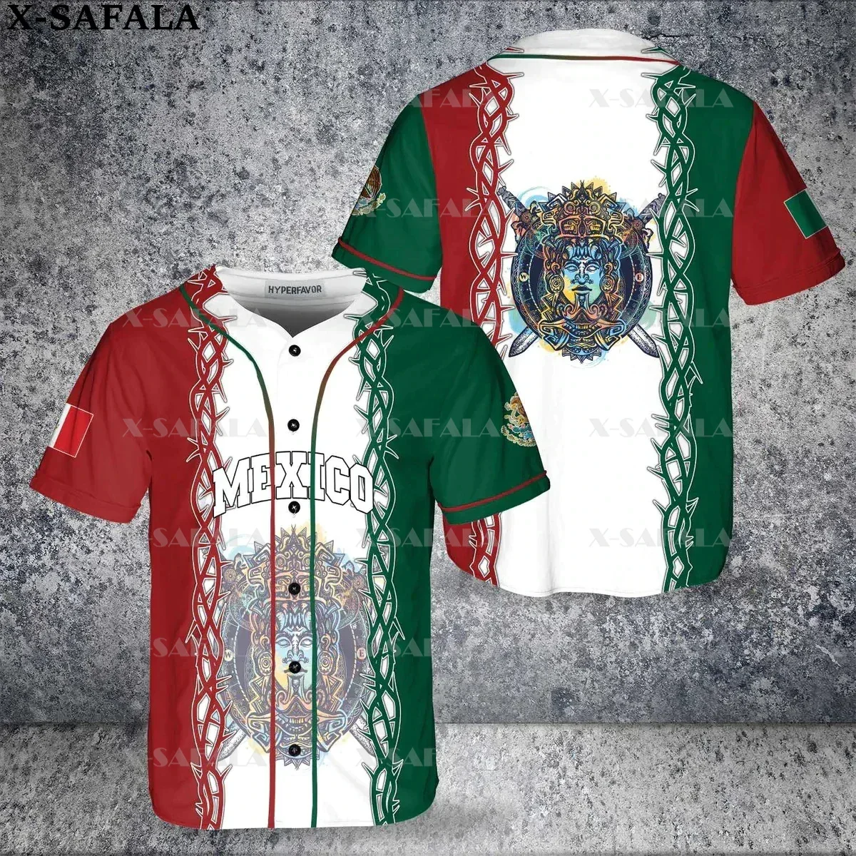 

Custom Name Love MEXICO Country Mexican Aztec 3D Printed Baseball Jersey Summer Shirt Men's Tops Tee Oversized Streetwear-5