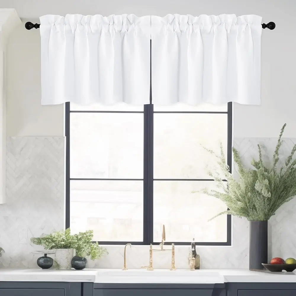 

2 Panels Small Ain Valances For Kitchen Windows/Bathroom/Living Room Privacy Decorative Rod Pocket Short Window Valance Ains