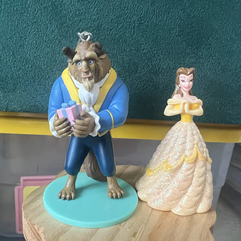 

2Pieces/lot 8cm 8.5cm Disney Beauty and Beast Collection Toys and Ornaments