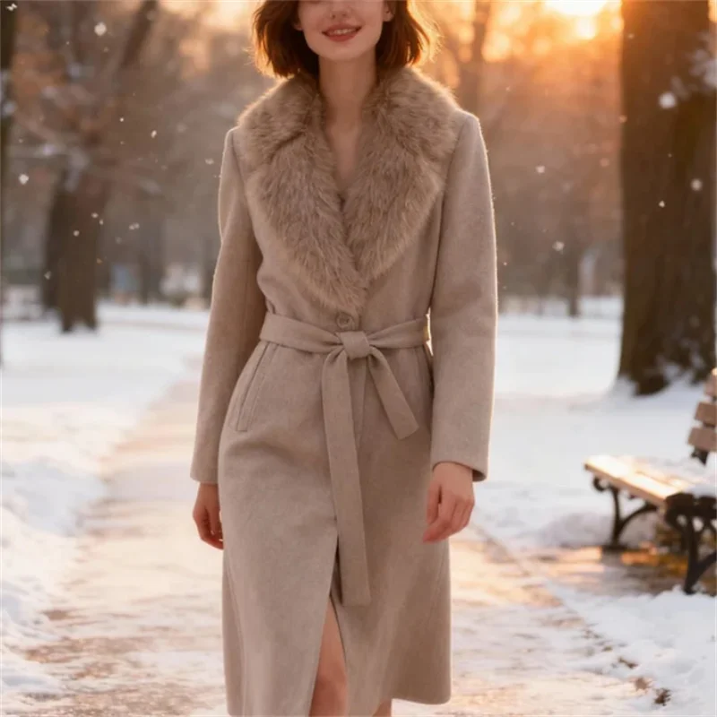 

Женское модное сексуальное пальто с эффектом искусственного меха, осенняя мода 2025 года, верхняя одежда для стильного повседневного образа
