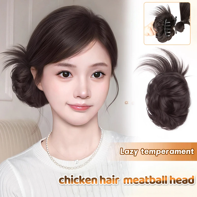 Low Bun Wig Hair Clip-In Messy Bun Hairpiece Straight Hair Extension For Effortless Updo Synthetic Claw Messy Hair Bun For Women