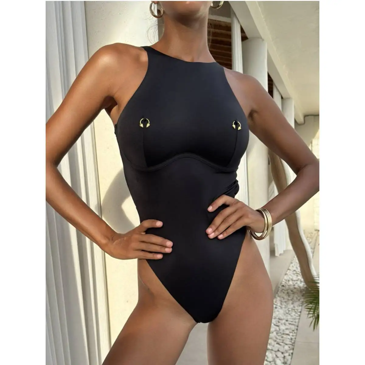 

Cikini цельный комплект бикини сексуальный однотонный купальник летний пляжный купальник купальный костюм для женщин