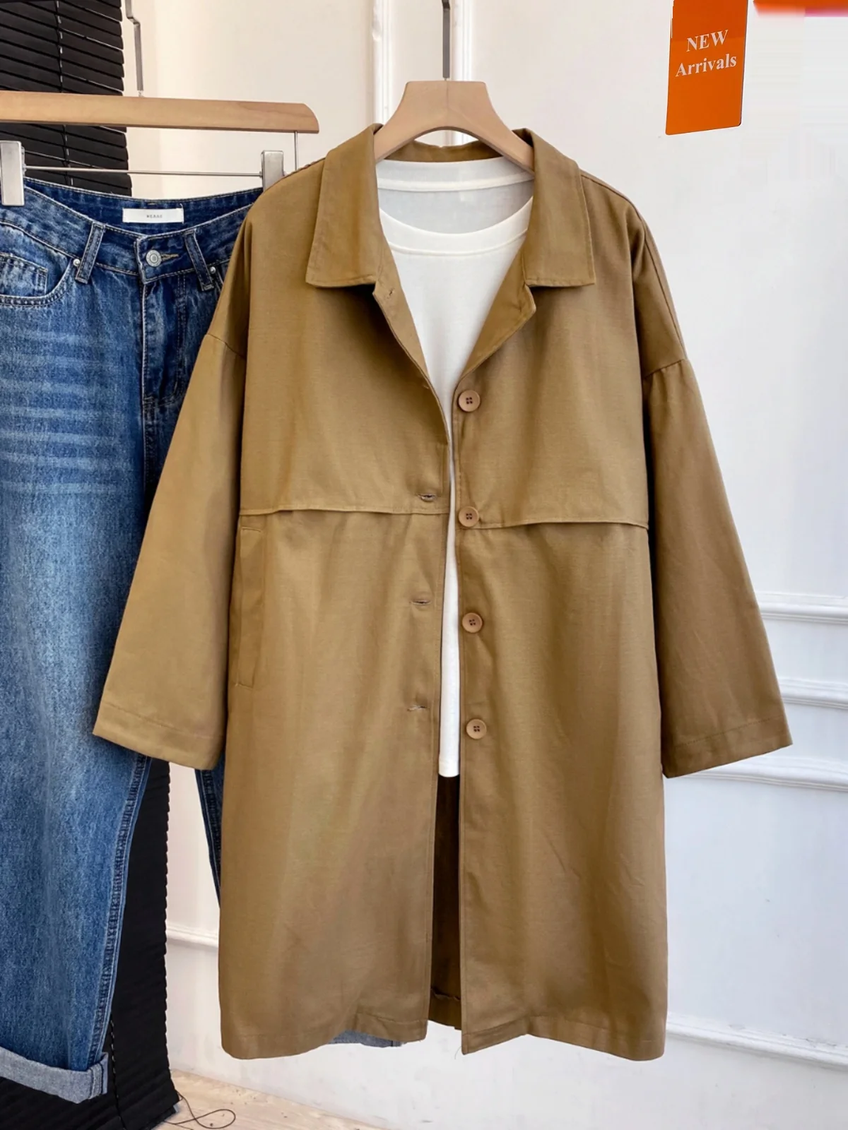 

Loose Casual Women's Workwear Sle Long Coat Spring Autumn Korean Version Collar Outerwear Meat Covering Jaet