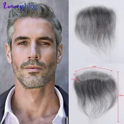 Grey Black Brown Frontal Hairline Toupee for Men Human Hair Forehead Toupee V Loop Ultra Thin Skin PU Natural Hairline Patch