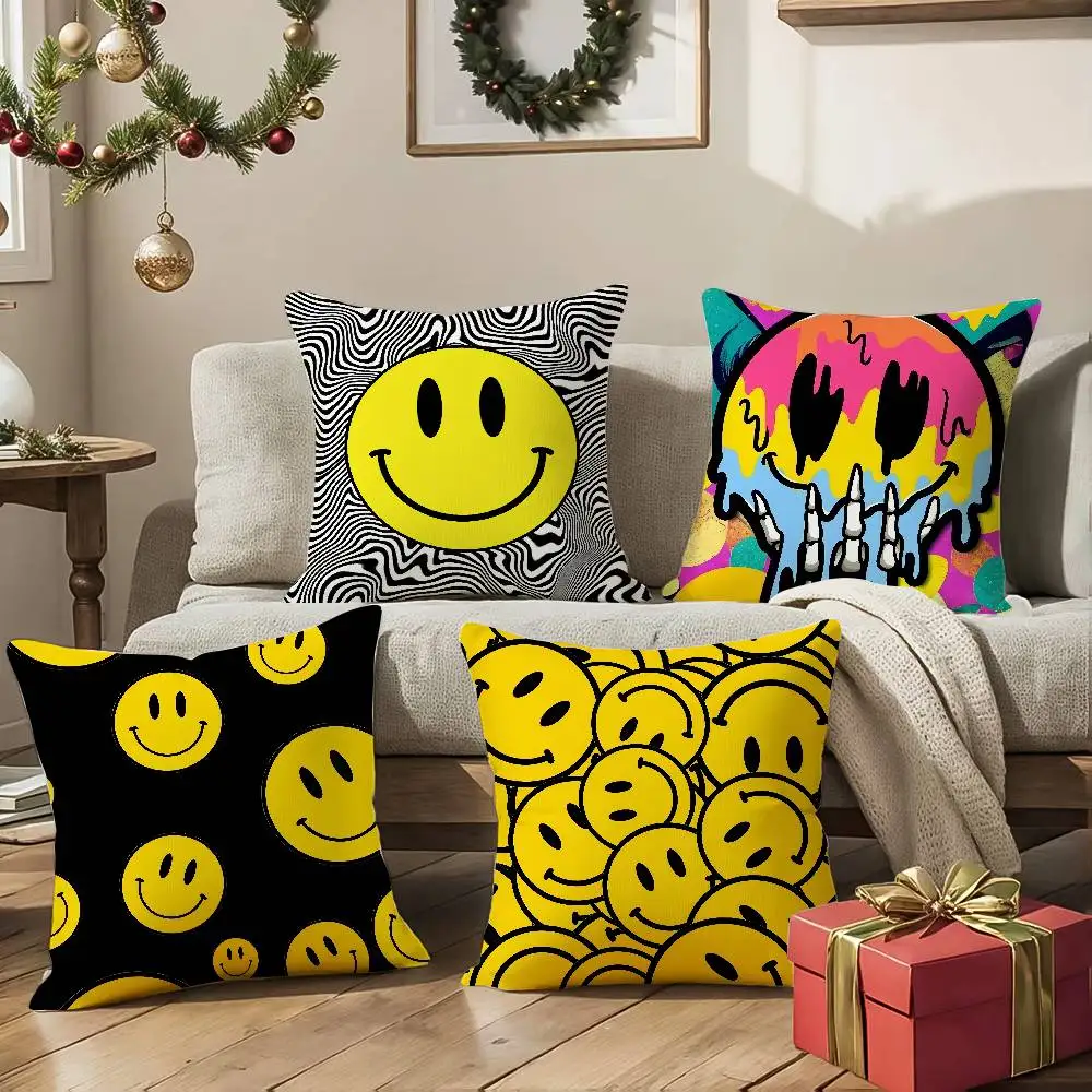 Cool Smiley pillowcase, soft and comfortable, sofa cushion cover, suitable for all kinds of rooms and places