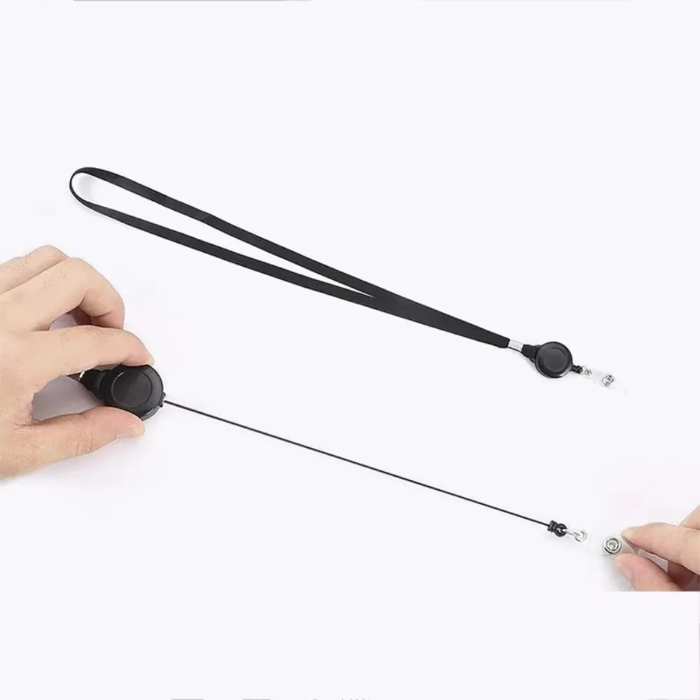 Durable Work Card Holder Black Lanyard with Hanging Rope Key Holder Retractable Waterproof Keychain Nurse Accessories