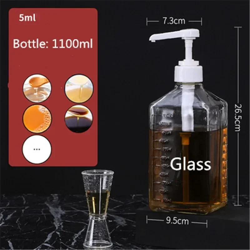 Transparent Coffee Syrup Bee Drip Double Scale Storage Dispenser Pump Bottle Squeeze Milk Bottle Honey Jar Container view 4