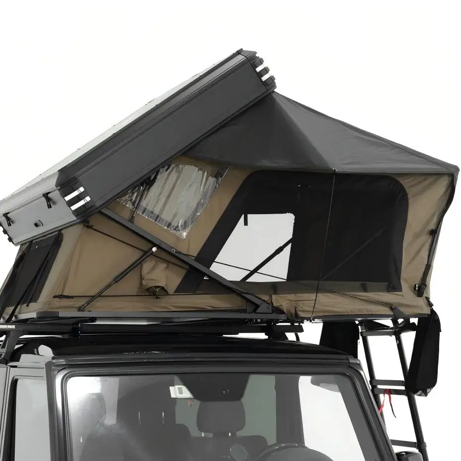 vb-New Folding Family Size Rooftop Tent 3-5 Person Four-season Straight Bracing Type One Bedroom&