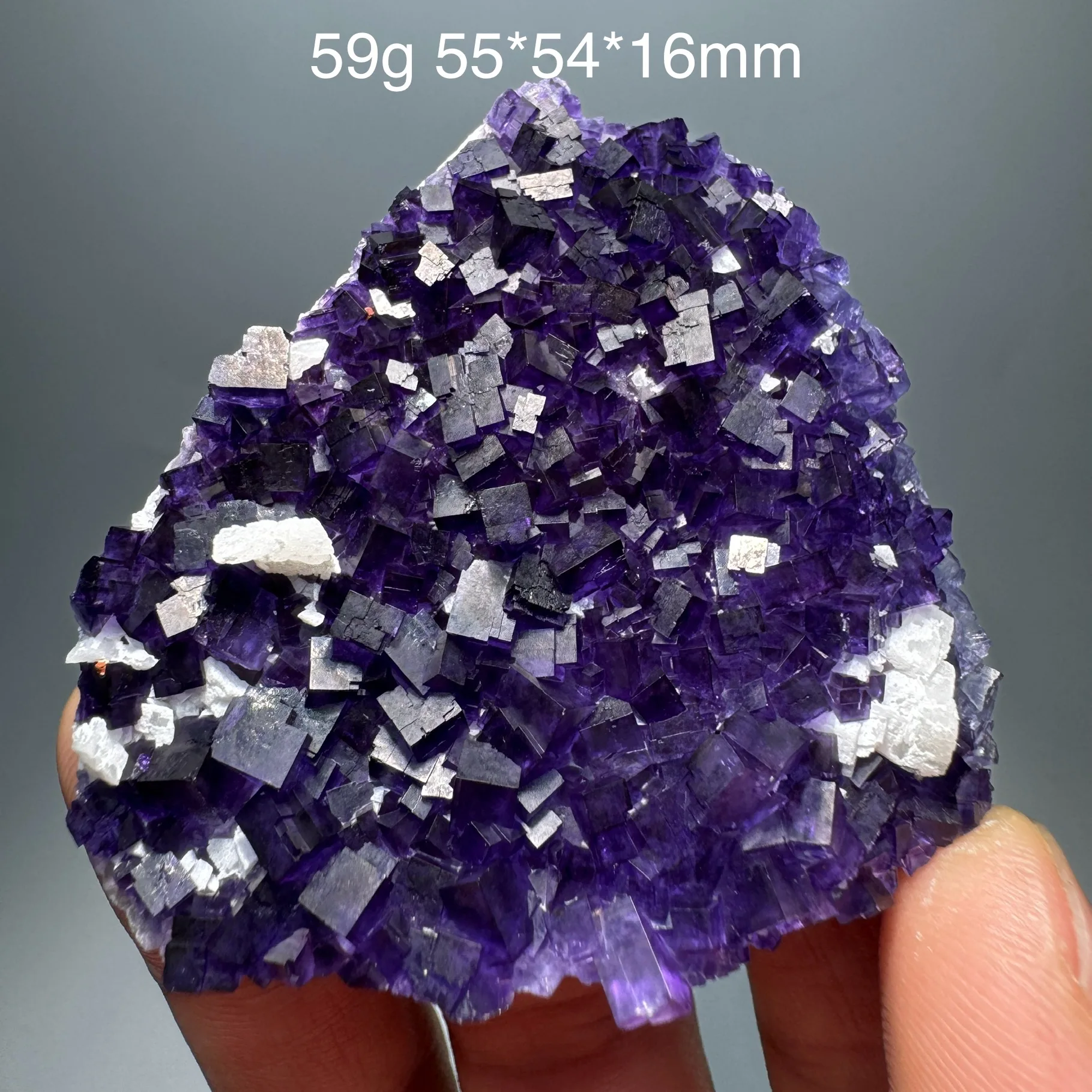 59g Natural China Stepped Purple Matrix Fluorite Specimen Crystal Mineral Quartz Rock Healing Stone Home Decor