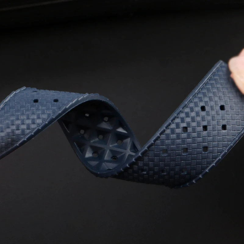 Notched rubber watchband 20mm 22mm for Cartier Pasha watch breathable silicone tape men's  women's wristband watch strap chain