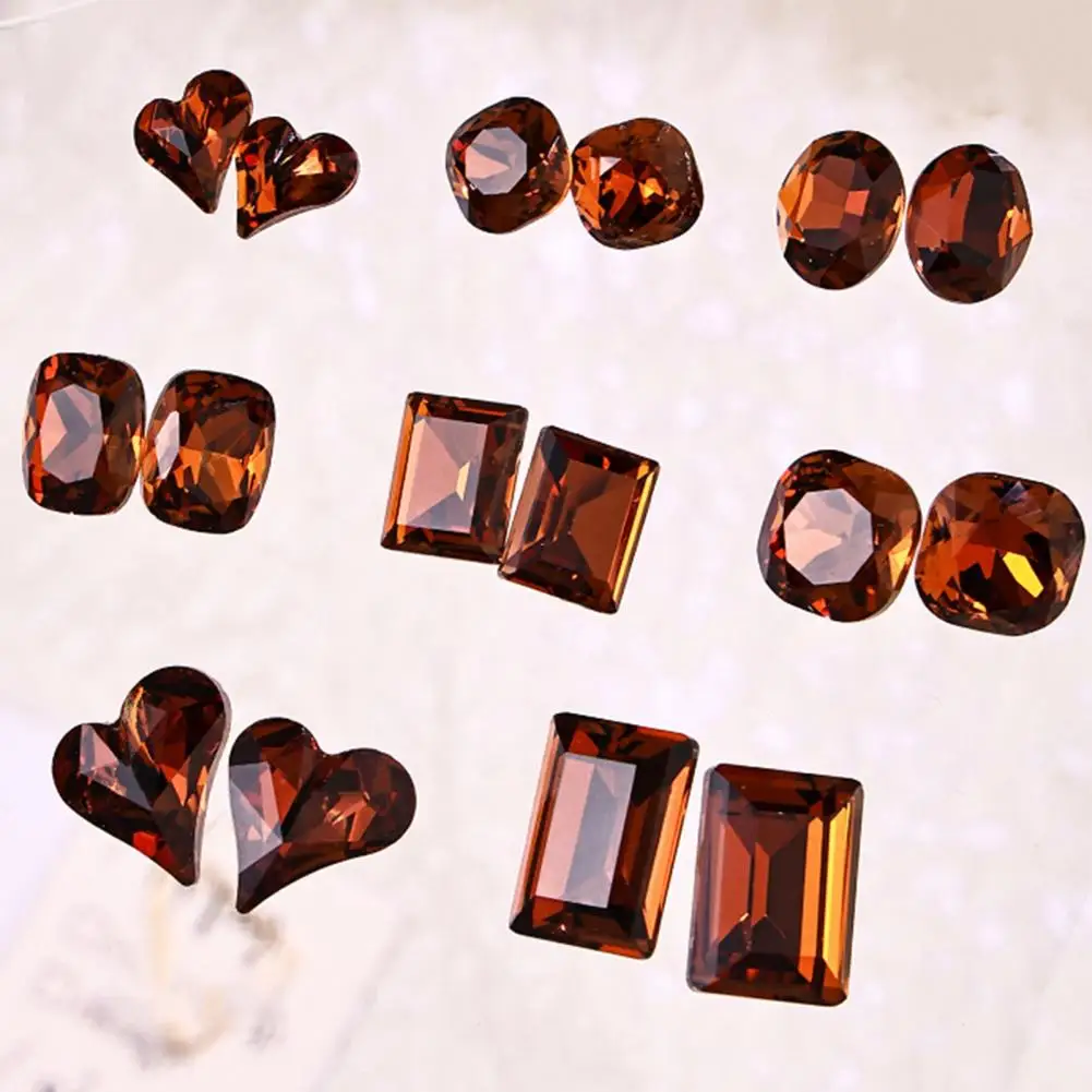 5Pcs Super Flash Coffee Rhinestone Durable Beautiful Brown Faux Crystal Rhinestones For Stunning Nails