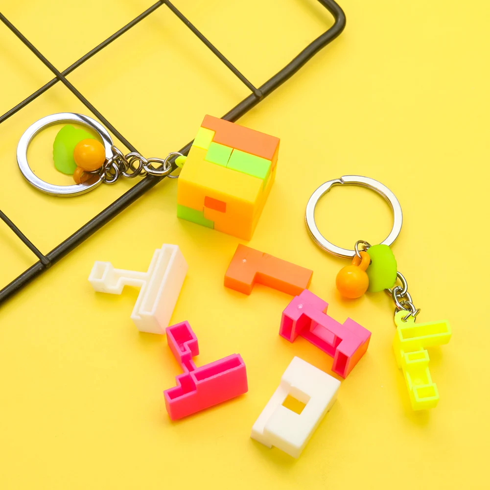 Fun Mini Cube Roung Ball Blocks Key Chain Assembling Puzzle Training Educational Toys Parenting Games Perfect Birthday Gift Idea