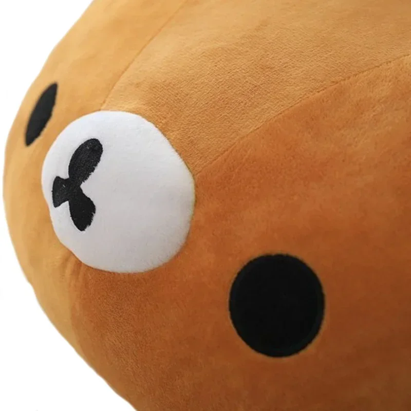 Oreiller en peluche de dessin animé Rilakkuma pour enfants, coussin de canapé doux et facile, jouet en peluche de tête d'ours brun, mignon et relaxant, cadeau de Noël