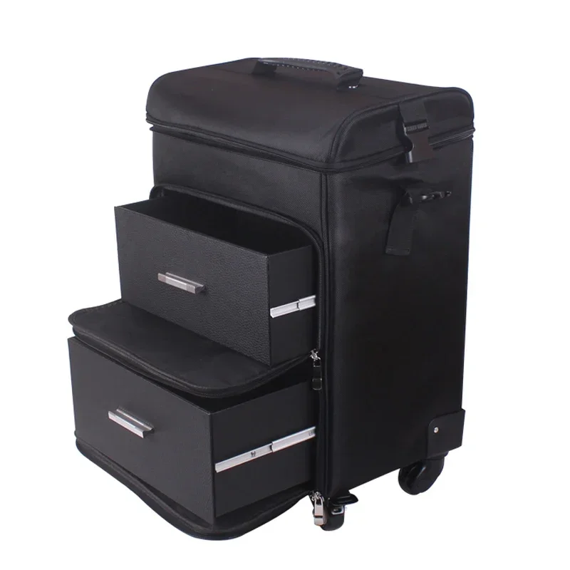 Men Trolley Cosmetic Case Rolling Luggage Bag on Wheels,girls Nails Makeup Toolbox,Women Beauty Tattoo Salons Trolley Suitcase