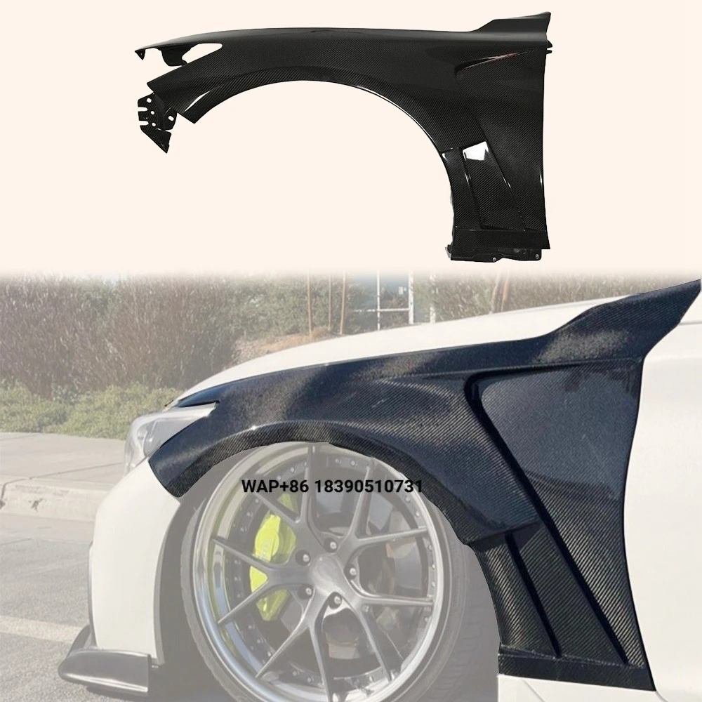 For  Q50 14-21 KZ Style Vented Wet Carbon Fiber Front Fender Pair Body Kits