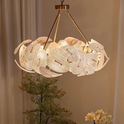 Nordic Petal Glass Chandeliers Vintage Luxury glass Pendant lamp for Bedroom Living room led Home Decoration Lustres
