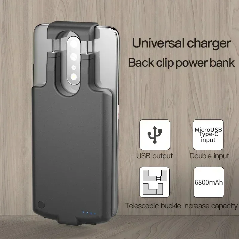 Uniwersalny power bank 10000mAh do iPhone 17 16 15 Pro Max Samsung Huawei Xiaomi Redmi Oneplus Oppo, etui z funkcją ładowarki.