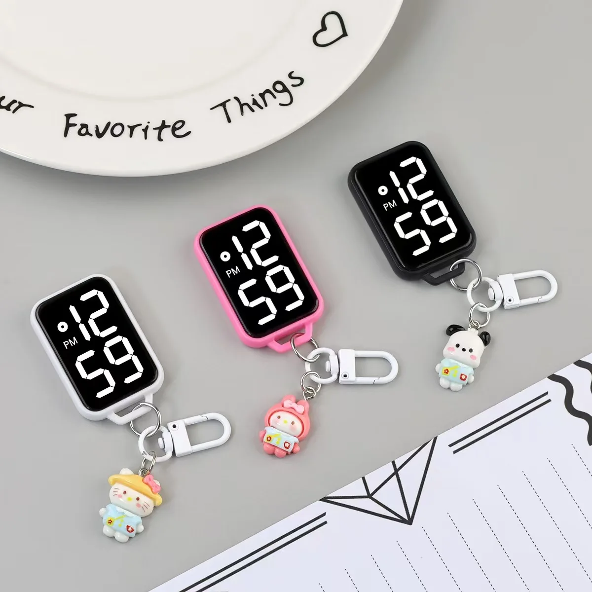 Square Large LED Electronic Watch Cartoon Pendant Small Hanging for Youngster Student Backpacks Keys Pendant Timepiece Present