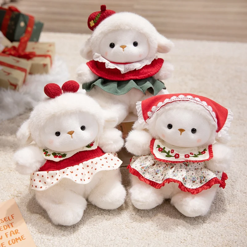 Gentle Appease sheep Plush Toys Premium Cozy Lifelike lamb Doll Warm Delicate Scarf Sweater animal Lovely Gift