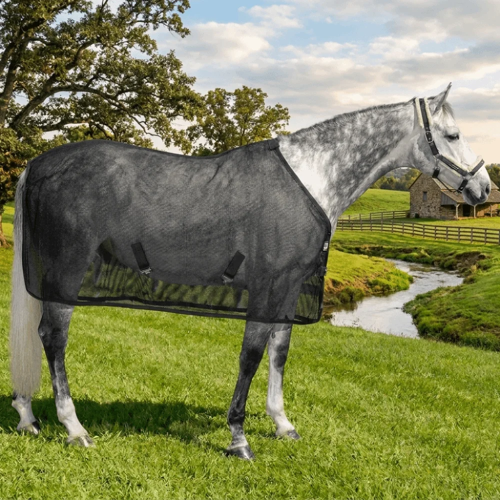 Breathable Horse Mosquito Proof Vest Wear-Resistant Adjustable Horse Fly Sheet Quick-Dry Buckle Design Horse Belly Protect Cover