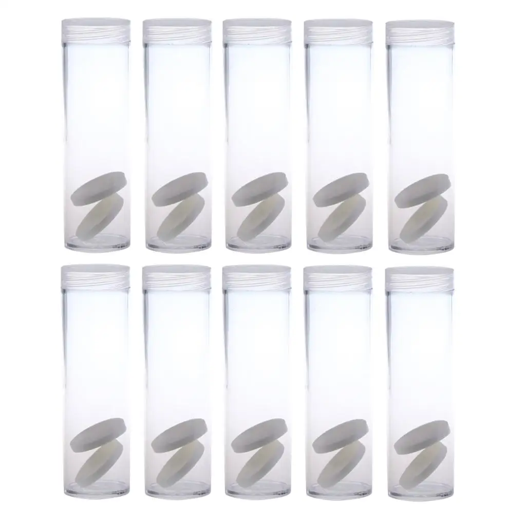 10pcs Tube Holder Coin Protection Empty Clear Acrylic Diameter 27mm Height