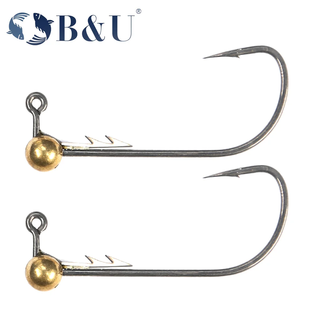 

B&U Micro Jig Head Fishing Hook 1g 2g 3.5g 5g 7g 10g Round Ball Jig Head Fishhook Soft Worm Fishing Accessories