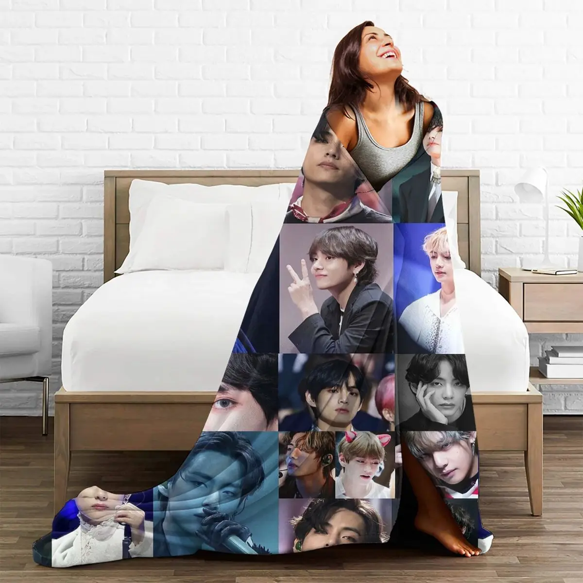 Kim Taehyung coperte in pile caldo divano coperte per divano biancheria da letto ufficio getta copriletto trapunta